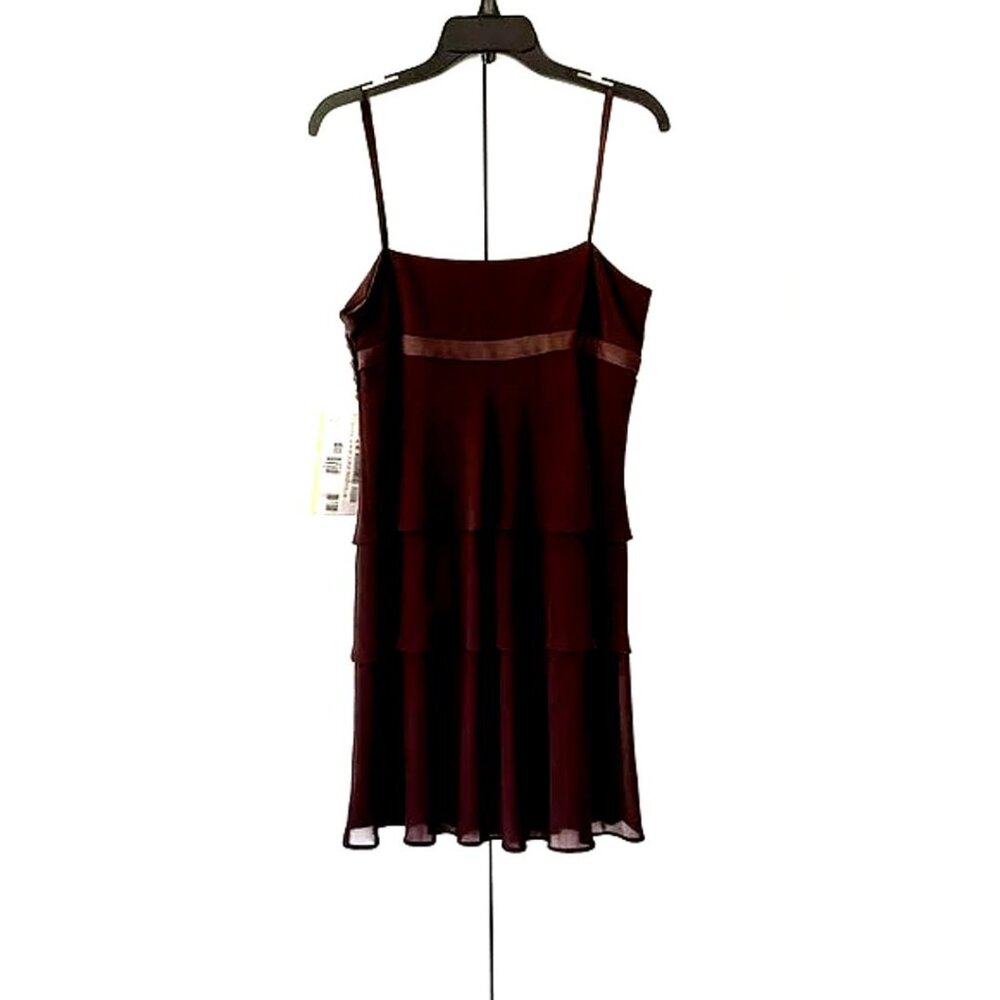 NWT Jones Wear Chocolate Brown Tiered Chiffon Cocktail Dress | Size 14 - Picture 4 of 8